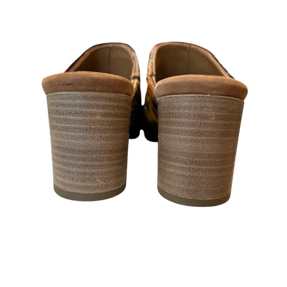 ITALIAN “Firenze Studio” Velvet & Leather Mule Heels Size 8 Block Heel - Picture 11 of 12